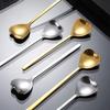 Ложка из нержавеющей стали с длинной ручкой, ложка для смешивания меда, креативная ложка для любви, домашняя десертная ложка для мороженого, золотая кофейная ложка