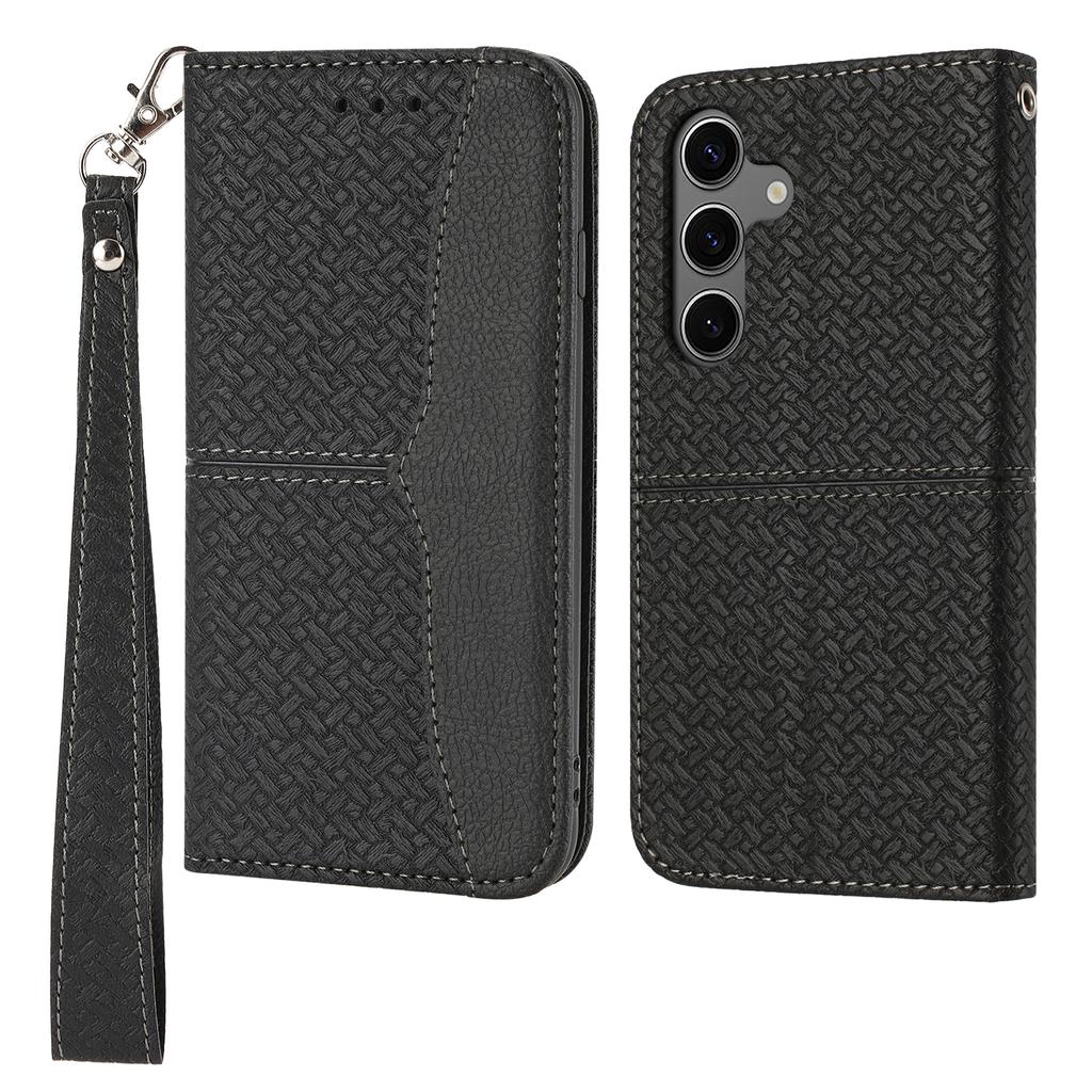 For Samsung Galaxy S25+ Case Woven Texture PU Leather Wallet Phone Cover