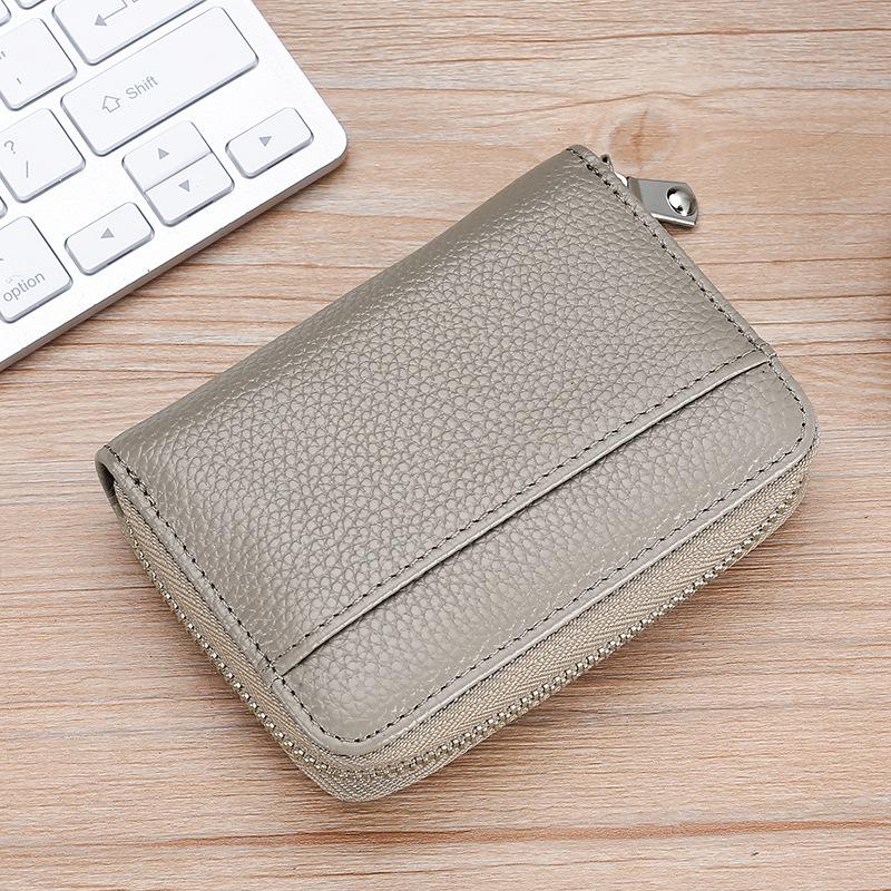 Card Bag Cow Leather Cardholder Wallet and Card Holder Card Case ID Bag Zipper Multi Card Credit Card Coin Purse