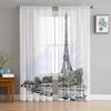 Eiffel Tower In Paris Sheer Curtains for Living Room Transparent Tulle Window Treatments Bedroom Kitchen Home Decor Veil Drapes