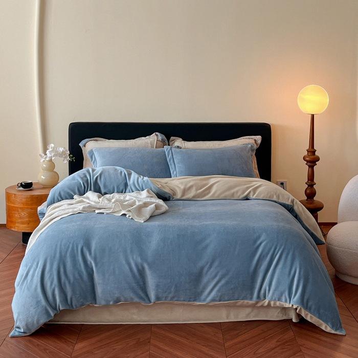 Роскошный высококачественный утолщенный комплект из четырех предметов из молочного флиса, теплое коралловое флисовое пододеяльник, антистатичный комплект из трех предметов: простыня