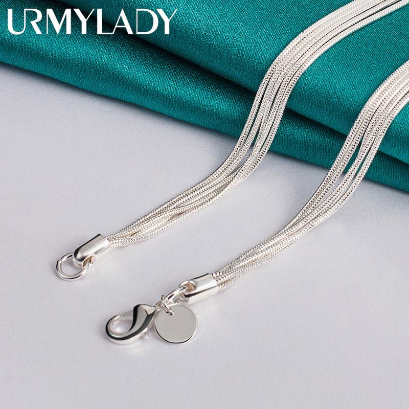 URMYLADY 925 стерлингового серебра пять бабочек кулон змея цепи ожерелье для женщин модные ювелирные изделия