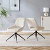 [Set of 2] 360° Swivel Dining Chair with White Fabric Cover: Black Lacquered Metal Frame with Four Legs, Suitable for Modern Dining Areas.