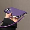 Fashion Solid Color With Wrist Strap Phone Case For iPhone 16 14 11 12 13 15 Pro Max Plus X XR XS Max TPU Shockproof Back Cover
