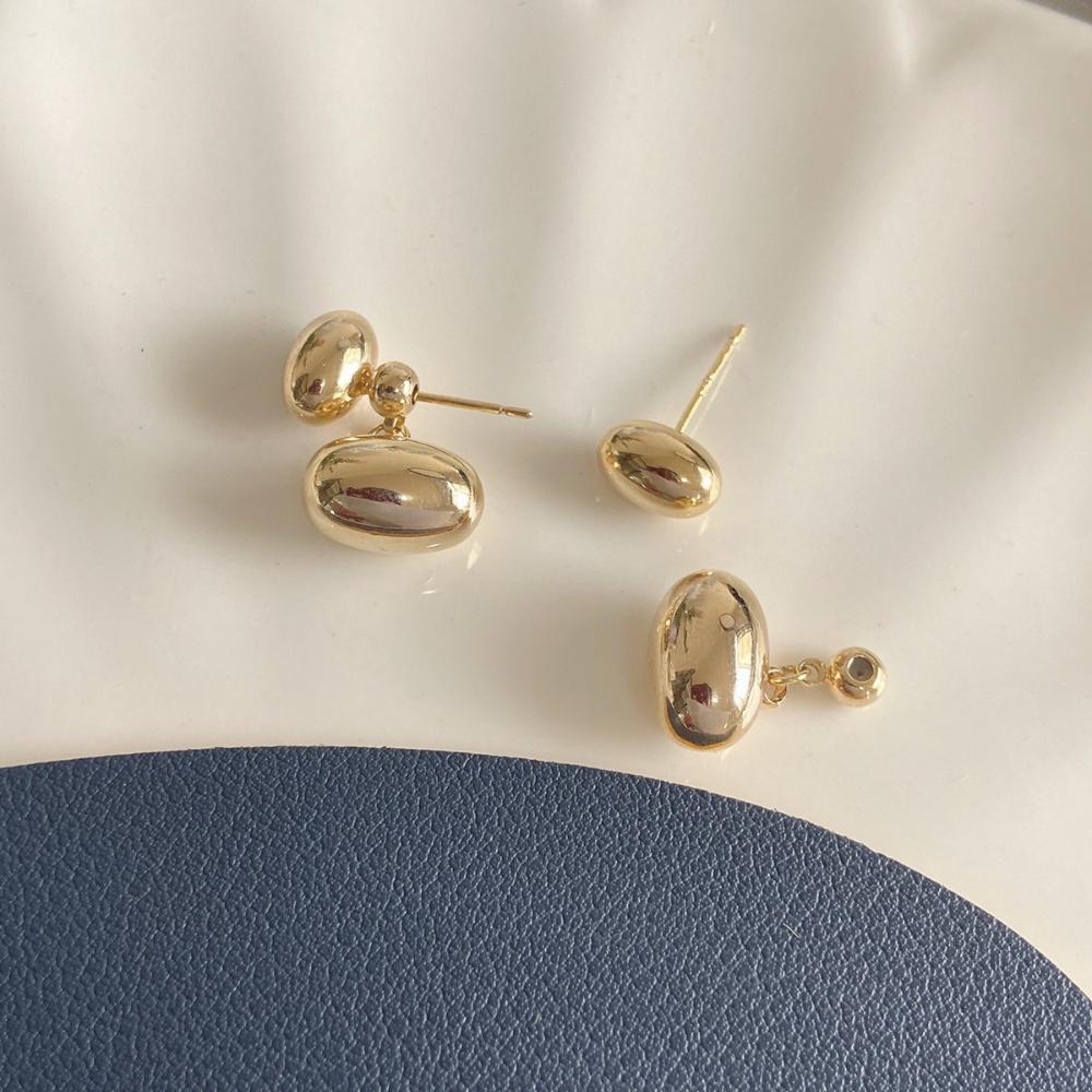 1 пара простых золотых сережек-гвоздиков из Южной Кореи до и после ношения двух сережек Niche Design