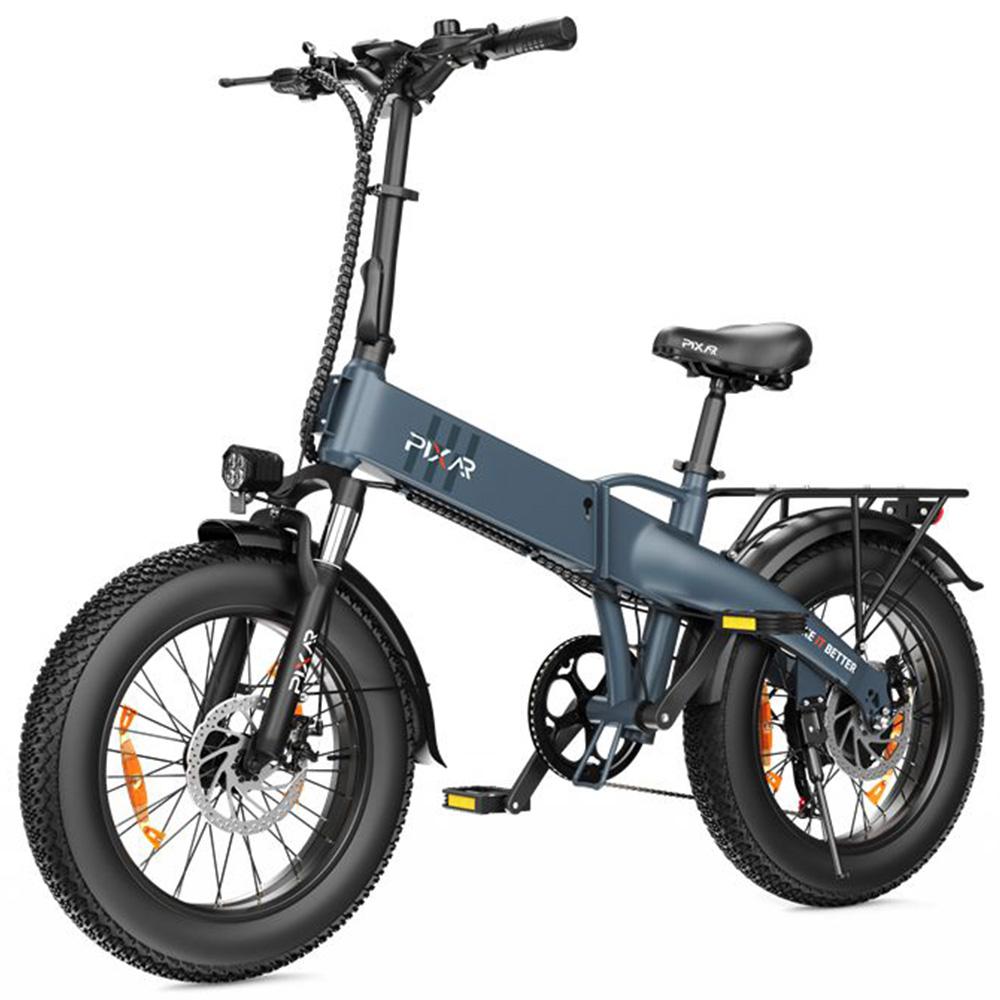 Electric Bicycle Pixar F2 250W Motor 20"x4.0" Tire Foldable City E-Bike 7 Speed Dual Disc Brakes 48V 15Ah Front Fork Suspension
