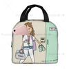 Мультяшная женская сумка для ланча с принтом медсестры для женщин Нет Пара Де Добрар Медсестра в беде Изолированная сумка-холодильник Оксфордская сумка-тоут для еды