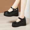 High Heels, Shallow Mouth, Single Shoes, Women's 2025 New Waterproof Platform, Lacquer Leather, Large Size Work Shoes