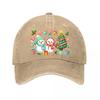 Whimsical Christmas Snow Friends Cel  New Vintage Washed Cotton Baseball Cap Sun Hats