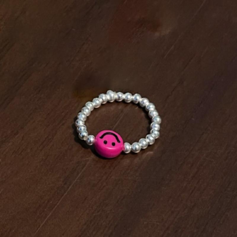 Модное корейское кольцо с цветными смайликами и серебряными бусинами для женщин, модная бижутерия