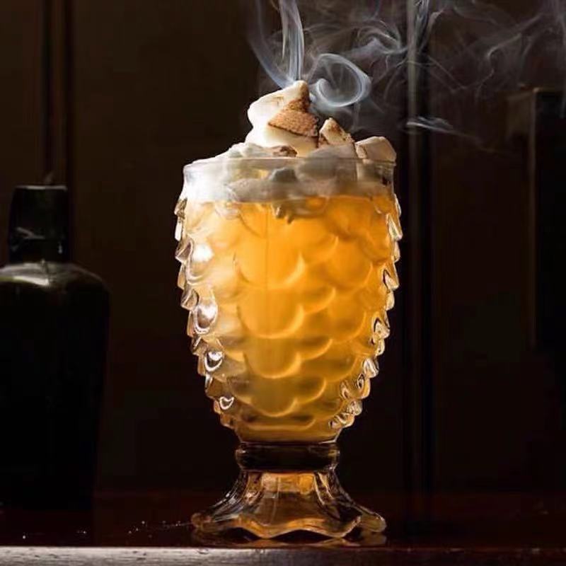 220ml Mermaid Glass Cup Milk Tea Ice Cream Cup Creative Fruit Juice Cold Drink Cup Fish Tail Fish Scale Cup Bar Tool