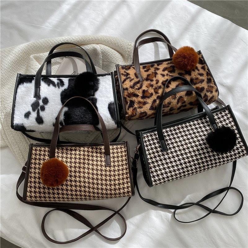 Stylish Leopard Print Tote Bag For Women Retro Chic Soft Polyester Shoulder Bag