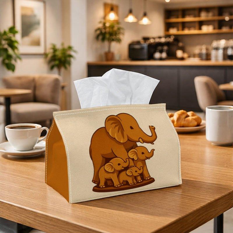 1pc Cute Cartoon Animal Tissue Box | Durable, Elephant Family Illustration Playful Suitable for Living Room Accent, Bedroom Decor, Encouragement Gifts
