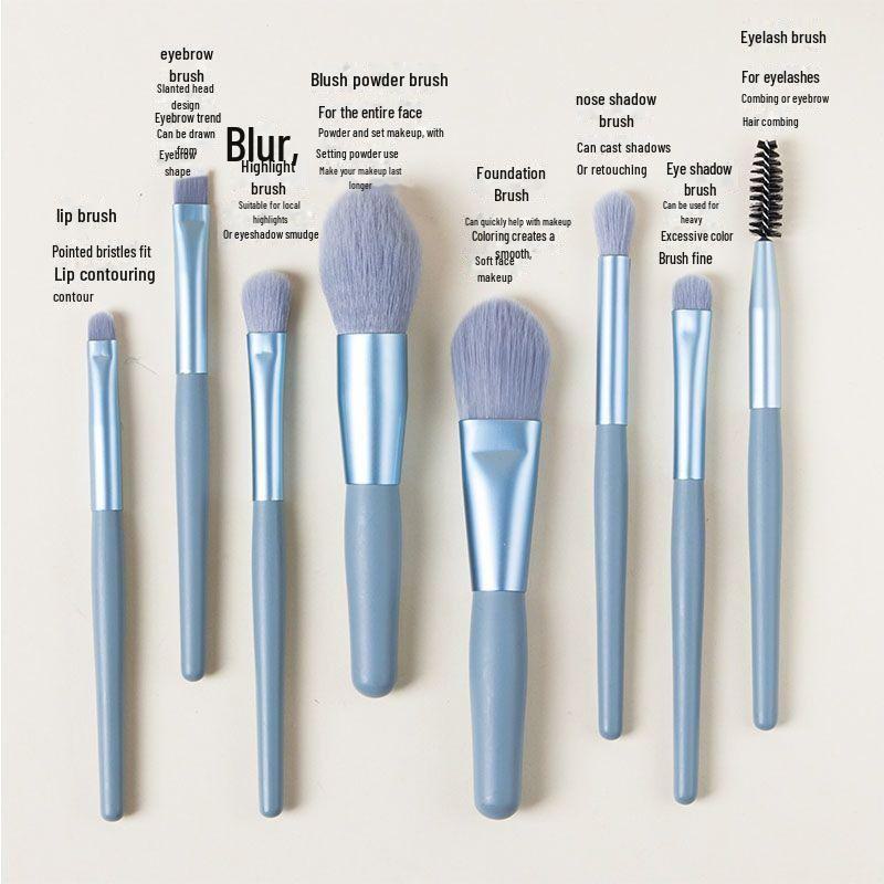 Портативный набор из 8 кистей для макияжа: Кисти с мягкой щетиной для начинающих, включая инструменты для теней и румян