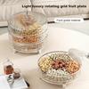 Triple Layer Divided Nut Serving Tray with Lid 360-degree Rotation Transparent Plastic Snack Platter Container BPA-Free Dried Fruit Storage