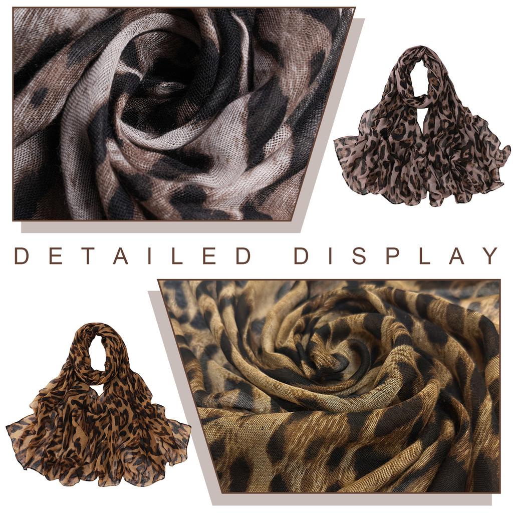 Шарф с леопардовым принтом 180 см Модный шейный платок-шаль Удобный и дышащий для женщин Для повседневной носки, вечеринок, путешествий
