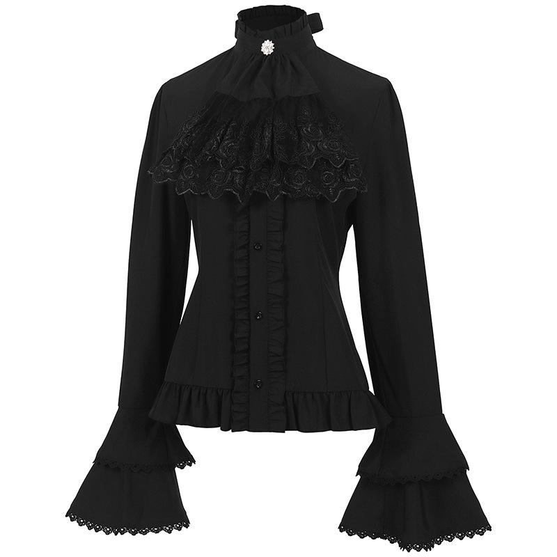 Steampunk Victorian Costume Women Pleated Shirt