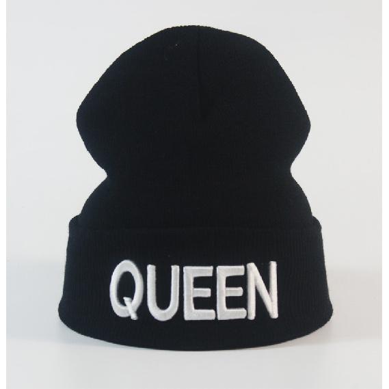 Autumn and Winter Popular European and American styles for men and women KING QUEEN Embroidered Knit Hat Couple's woolen hat Beanie winter hat