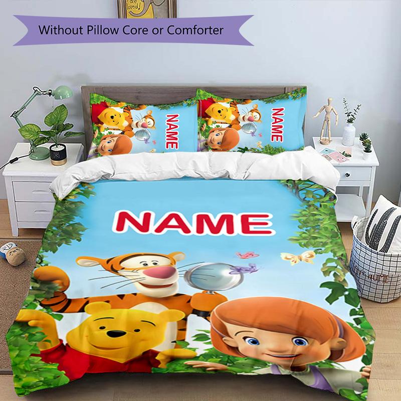 3pcs Winnie5 Cover Set - Personalized Name, HD Printed Bedding with 1 Cover and 2 Pillowcases - Perfect for Home Decor, Easy Care