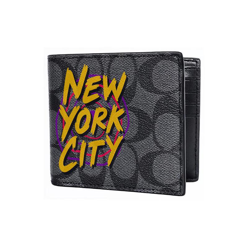 Coach Кошелек [Сумка на заказ] 3 В 1 Из Магнолии с Рельефной Печатью Короткий Три в Одном В том же стиле для Мужчин и Женщин Пар NYC Нью-Йорк Впечатление