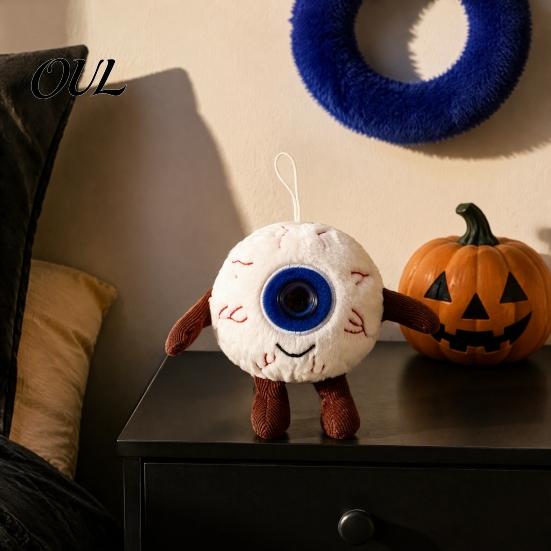 Portable Plush Toy Halloween Eyeball Keychain, Funny Scary Eye Stuffed Pendant Window Hanging Decoration for Backpack, Spooky Mini Doll Bag