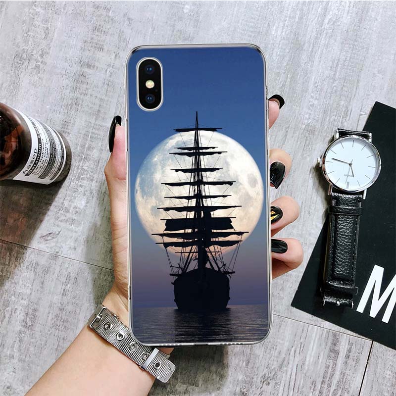 Чехол для телефона с парусником для iPhone 17 Air 16 15 Plus 11 14 Pro Max 13 Mini 12 7 8 + SE Художественный узор Индивидуальная крышка 17 Air 16 15