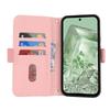 For Google Pixel 8a Stand Case Cross Texture PU Leather Wallet Phone Cover with Shoulder Strap/Makeup Mirror