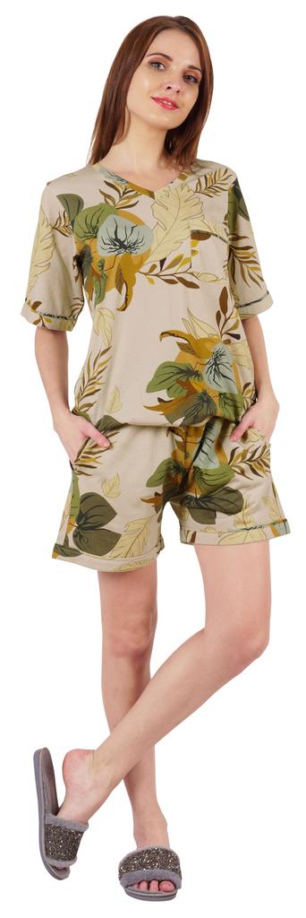 Inkmeso Printed Nightwear Shorts Set For Women Top And Short Sleepwear Sets 2