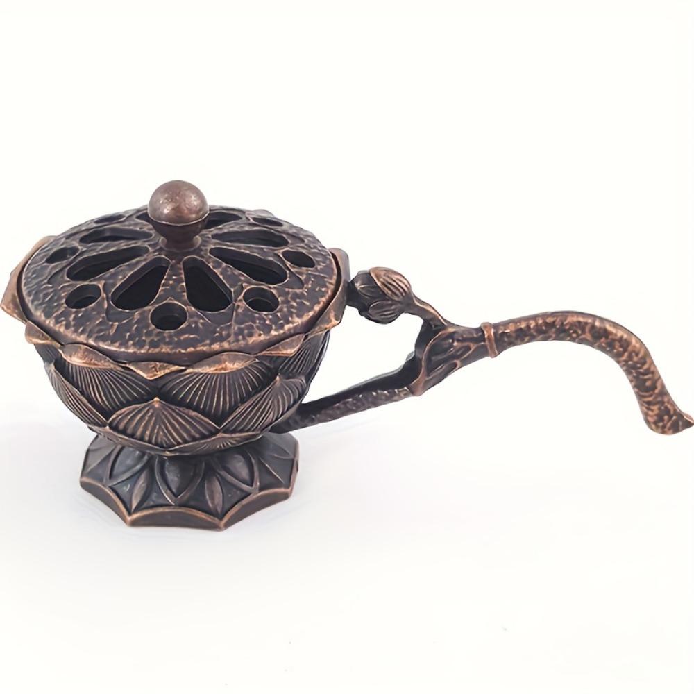 Курильница Zen Lotus с крышкой, 1 шт. — идеально подходит для студии йоги, домашнего декора и Рождества — включает в себя благовония из сандалового дерева и линейные благовония