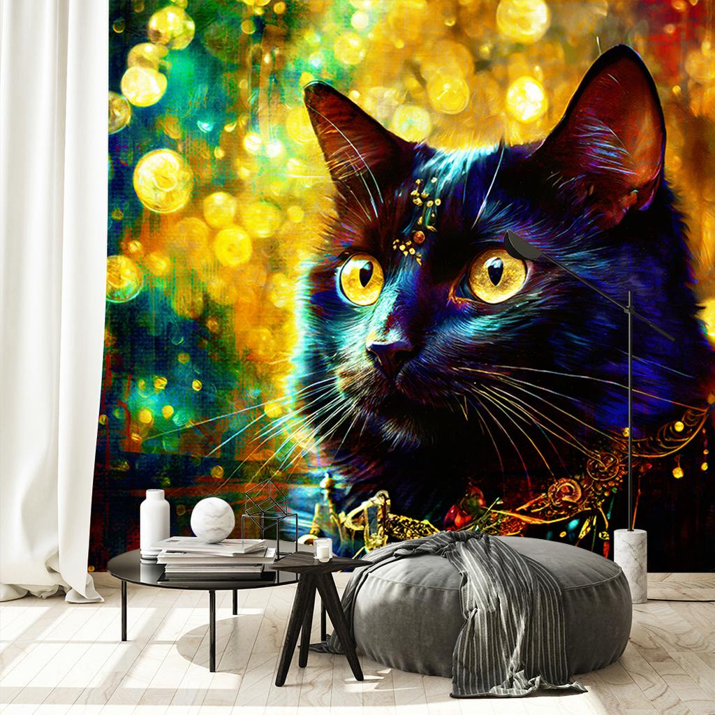 Wallpaper Black Cat Abstraction