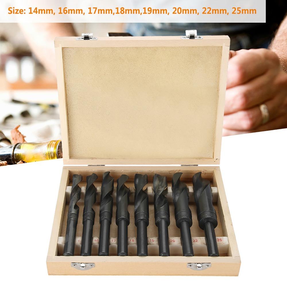 8pcs 14-25mm HSS Drill Bits Black Drill Bit Set Durable High Speed Steel Drill Bits Metal
