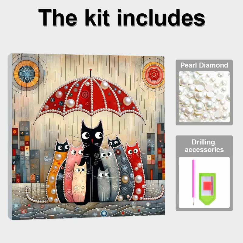 Кот, укрывающийся от дождя, Полный 5D DIY Жемчужная Алмазная Живопись Камни Наборы для Взрослых/Новичков Идея Подарка Домашний Декор 11,81x11,81 дюйма