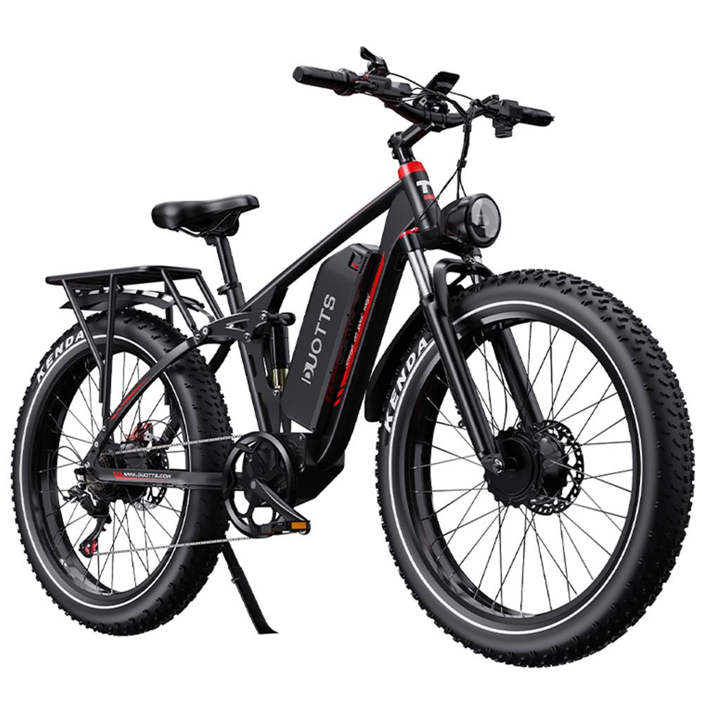 Electric Bicycle All Terrain Duotts 26" 750Wx2 Motor Fully Suspended Adult Electric Bicycle Max Load 150Kg Shimano 7 Speed Black S26