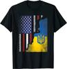 Украинский Американский Флаг Украина США Америка Корни Мужская Футболка с Коротким Рукавом Повседневная Хлопковая С Круглым Вырезом Летняя Футболка
