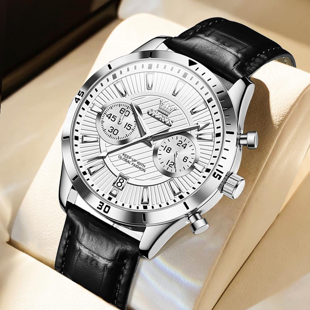 Модные мужские часы бизнес светящиеся кварцевые водонепроницаемые хронограф календарь новые мужские наручные часы