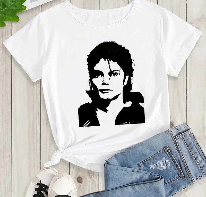 Графическая мужская и детская футболка Michael Jackson Y2K Высококачественный хлопок Повседневная летняя Рок-мода Короткий рукав Круглый вырез Футболка