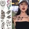 Waterproof DIY Fake Tattoo Black Flowers Temporary Tattoo Body Art Stickers for Body Arm Leg