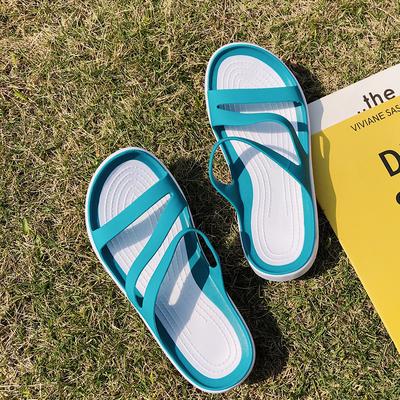 Популярные сандалии без каблука, женские летние 2024, однотонные повседневные тапочки из ЭВА, женские прозрачные туфли на плоской подошве, женские пляжные сандалии 40