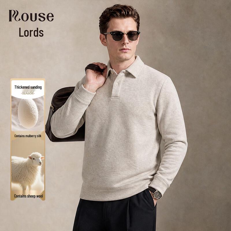 Lords Men's Silk-Wool Blend Long Sleeve Polo Shirt