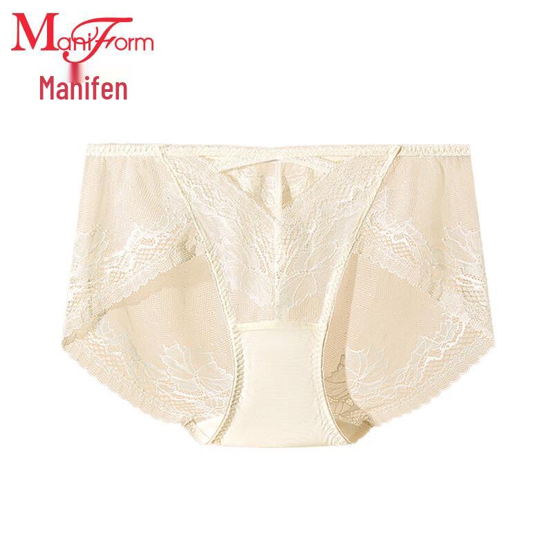 Maniform Women's Sexy Lace Breathable Mid-Low Waist Antibacterial Briefs