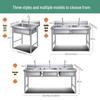 HANDUNYOU Commercial 3-Compartment Stainless Steel Kitchen Sink