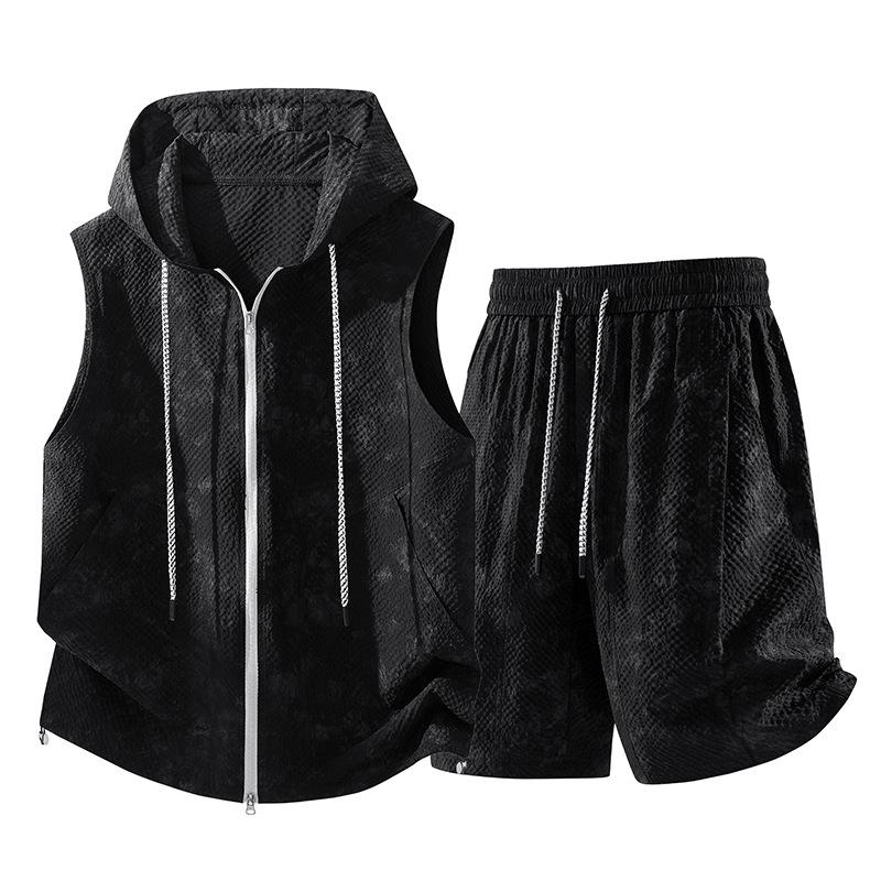 Men's Summer Camouflage Sleeveless Hooded Vest & Shorts Set - Lightweight, Breathable Sportswear