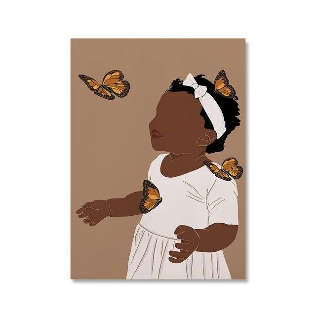 Абстрактная Мать и Сын Принт Черный Африканский Женский Плакат Беременная Богемная Настенная Картина на Холсте