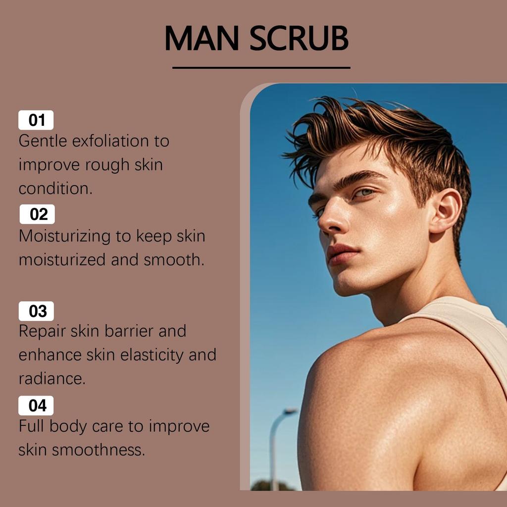 Men's Coffee Body Scrub, Gentle Cleansing And Hydrating Moisturizing Scrub