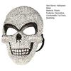 Sparkling Skeleton Face Mask Rhinestones Halloween Mask, 3D Skull Comfortable Full Glittering Piece for Adult Cosplay Parties & Haunted House