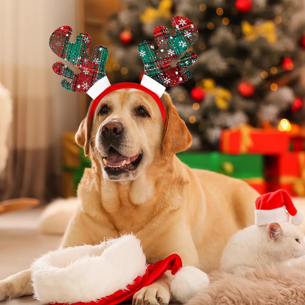 Очаровательная Рождественская Коллекция Повязок на Голову для Питомцев Ярких Праздничных Цветов для Собак