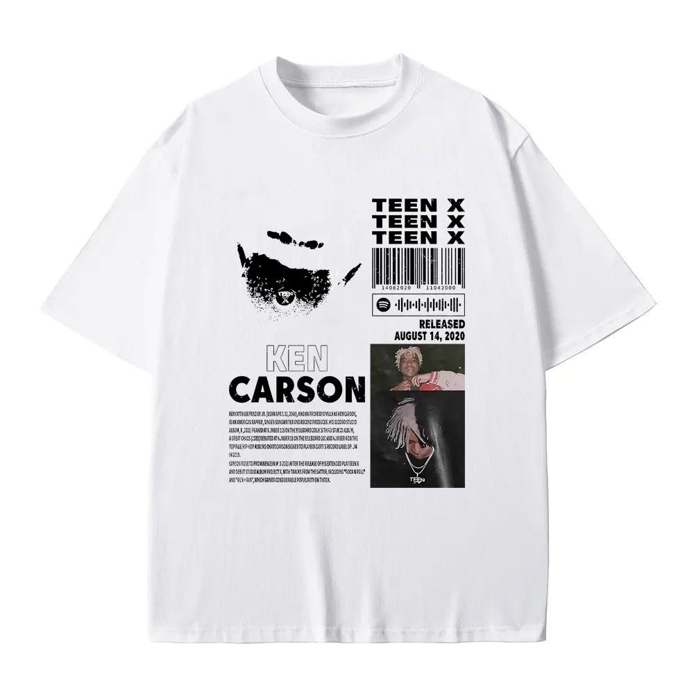 Rapper Ken Carson Teen X Music Album Graphic T-shirt Playboi Carti Opium Print T Shirts Men Women Hip Hop Oversized Street 01336