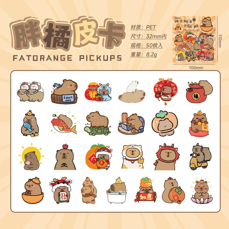 50 pcs Cute cartoon guinea pig pickup hand tent stickers children girl stickers PET sticker pack Scrapbooking accessories