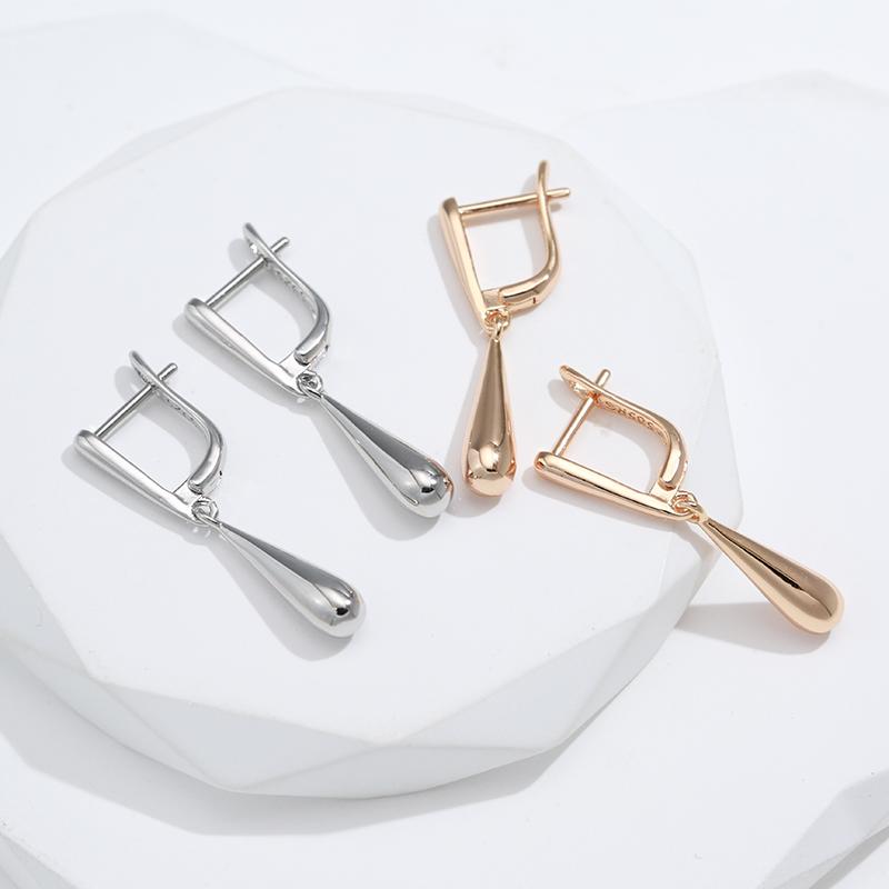 Модные глянцевые серьги-подвески Розовое золото Простые серьги-капли воды Длинные серьги для женщин Высокое качество Повседневные изящные украшения