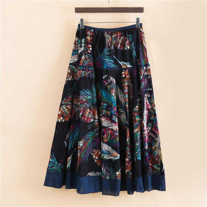 Spring Summer Fashion Women's Cotton Linen High Waist Slim Half Length Temperament Check Print Swing Skirt Plus Size